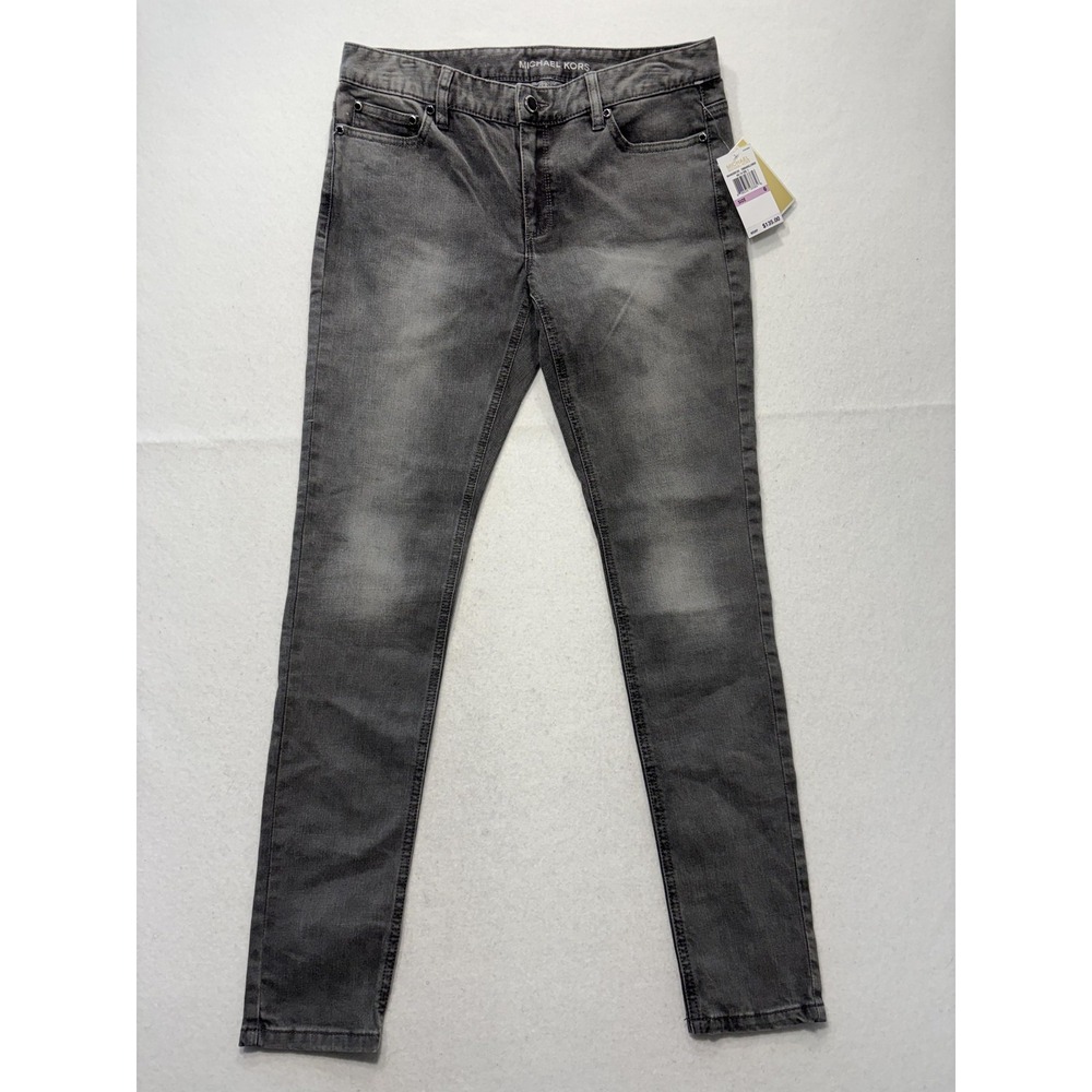 MICHAEL Michael Kors Jeans Womens 6 Charcoal Mid Rise Skinny Lace 30x29.5